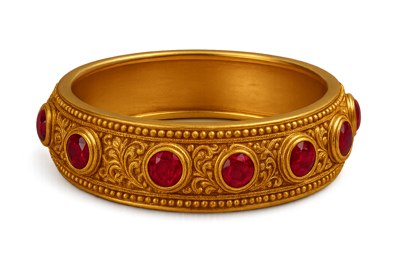 Men’s Gold Kada 25 with ruby give the image in png format no background 