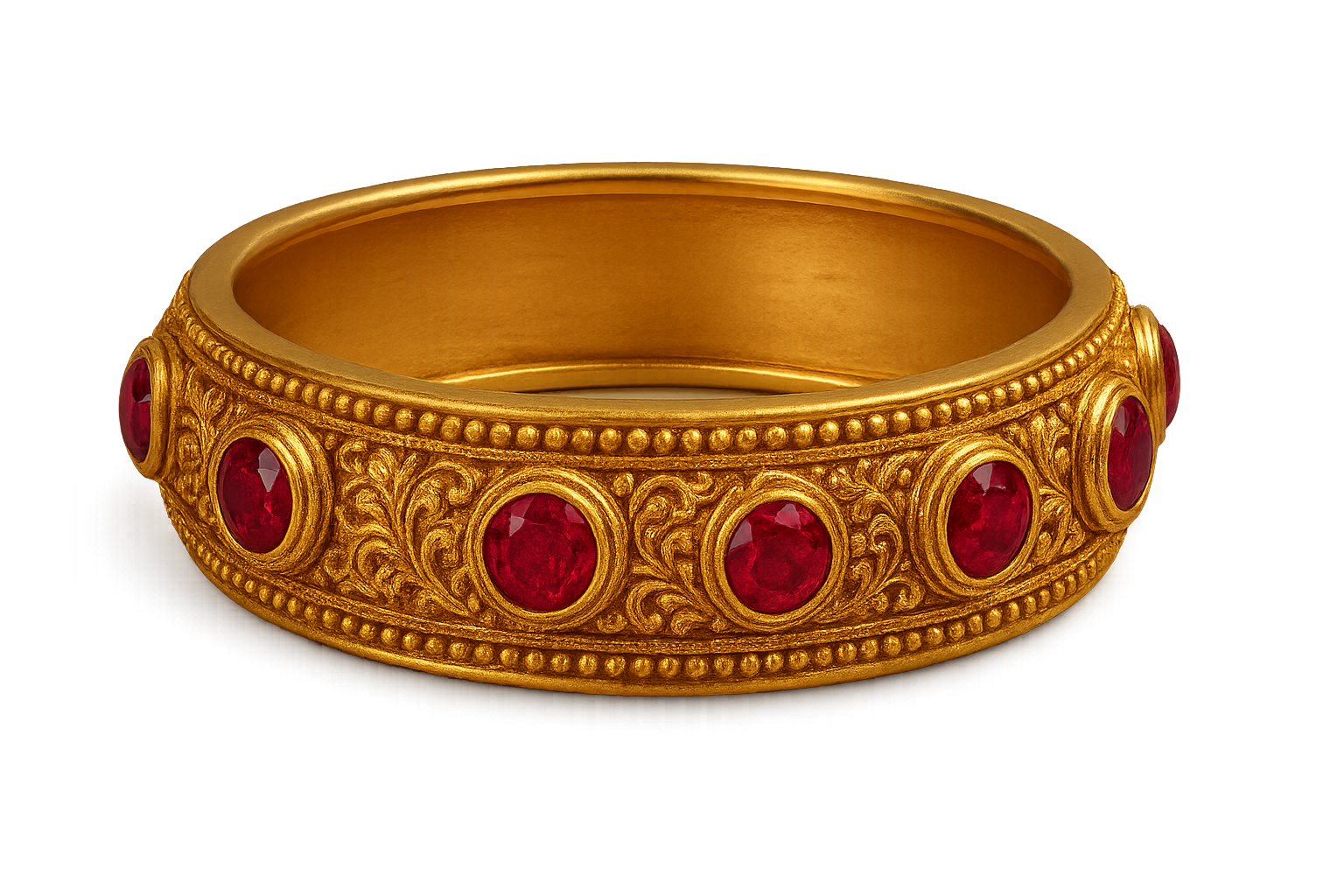 Men’s Gold Kada 25 with ruby give the image in png format no background 