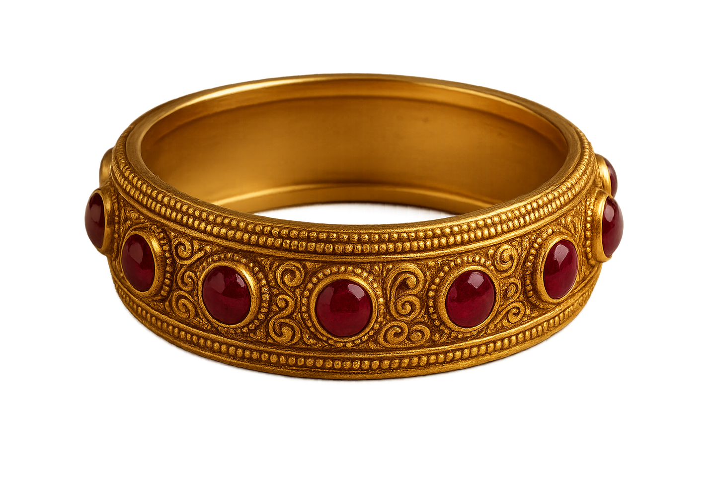 Men’s Gold Kada 4 with ruby give the image in png format no background 