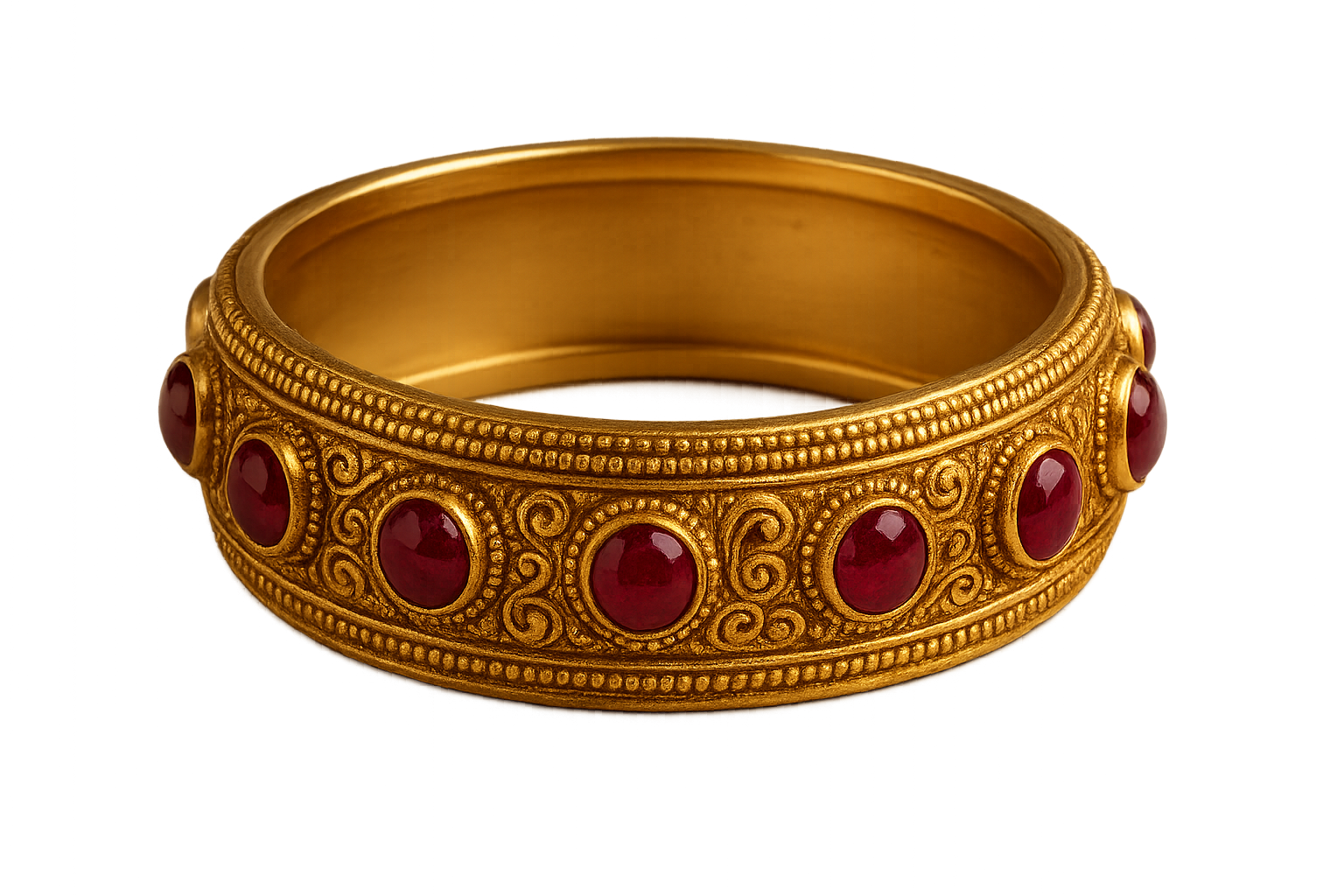 Men’s Gold Kada 4 with ruby give the image in png format no background 