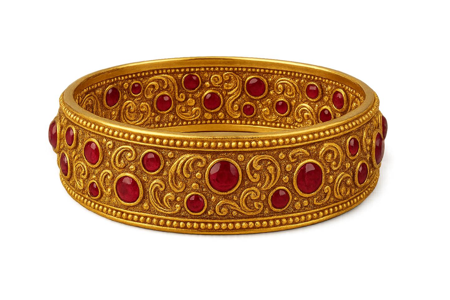 Men’s Gold Kada 60 with ruby give the image in png format no background 