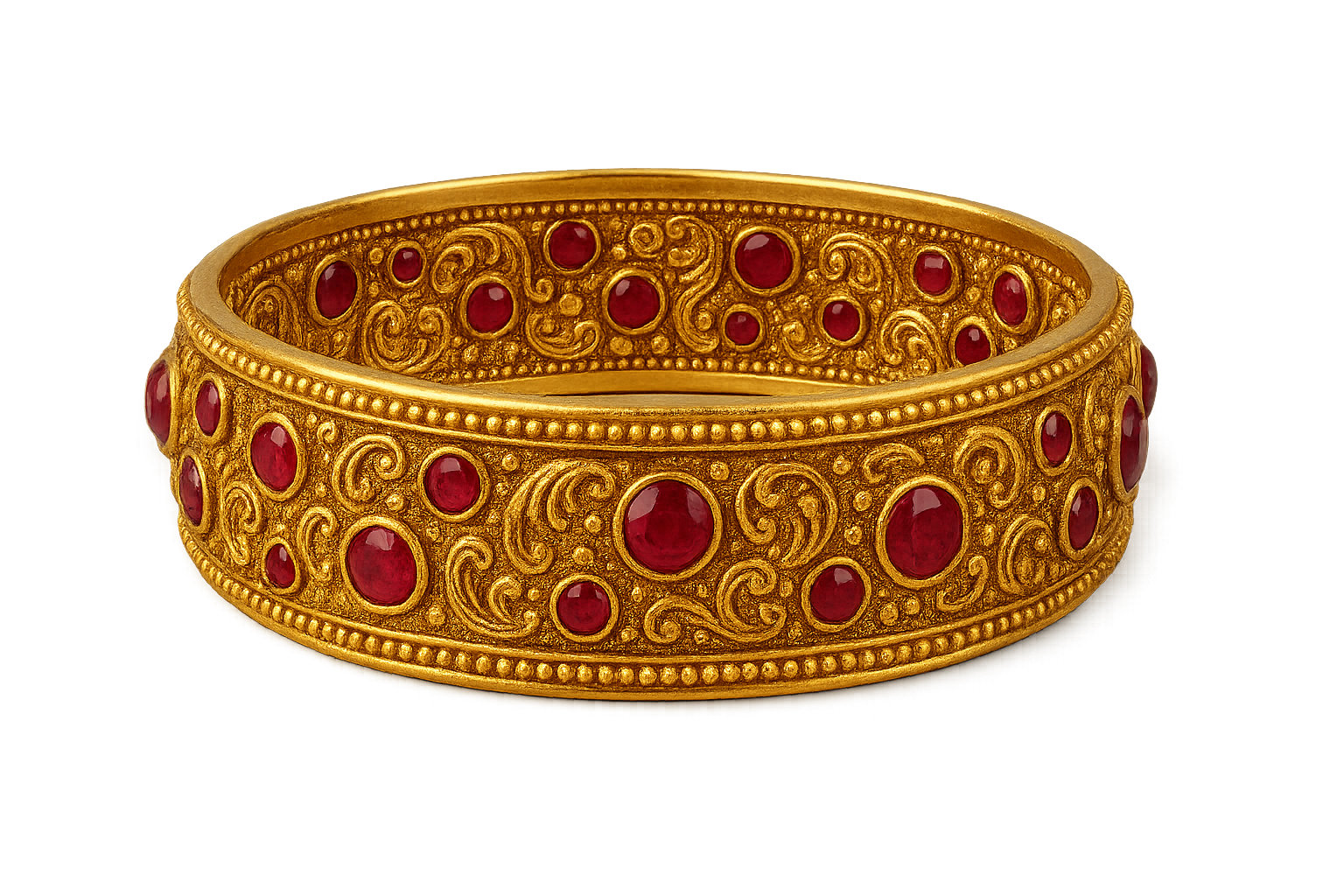 Men’s Gold Kada 60 with ruby give the image in png format no background 