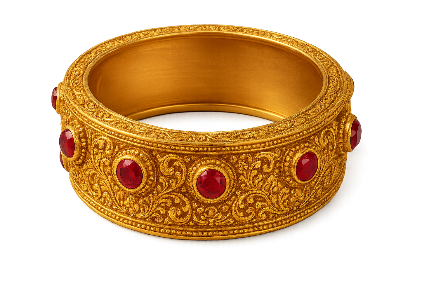 Men’s Gold Kada 60 with ruby give the image in png format no background 