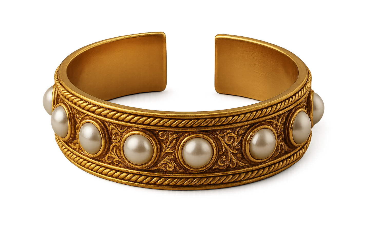 Men’s Gold Kada 73 with pearl give the image in png format no background