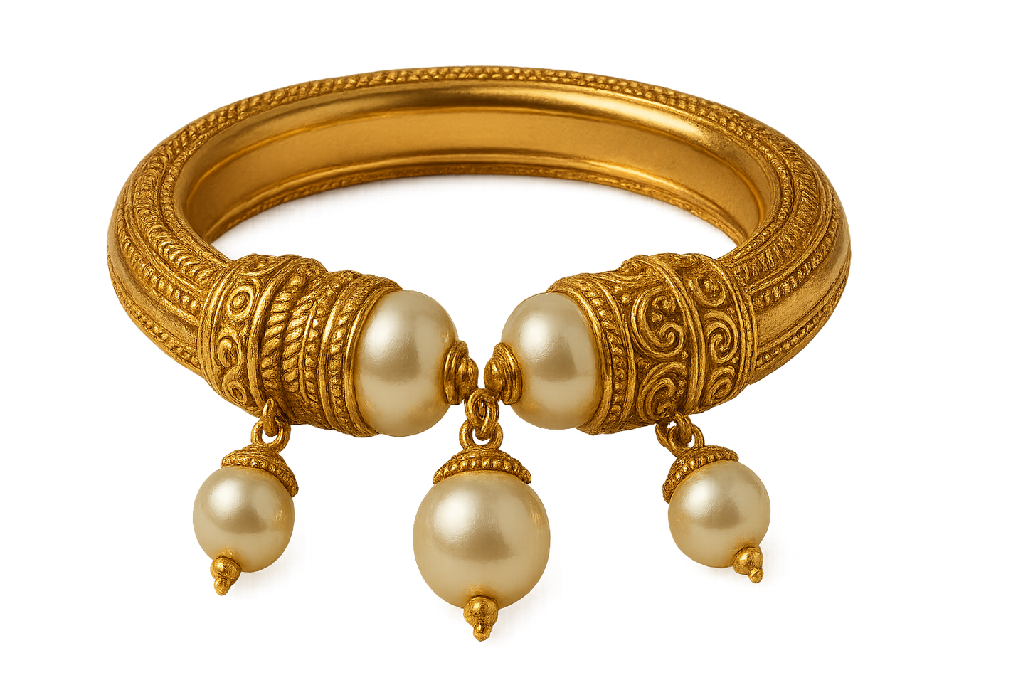 Men’s Gold Kada 81 with pearl give the image in png format no background
