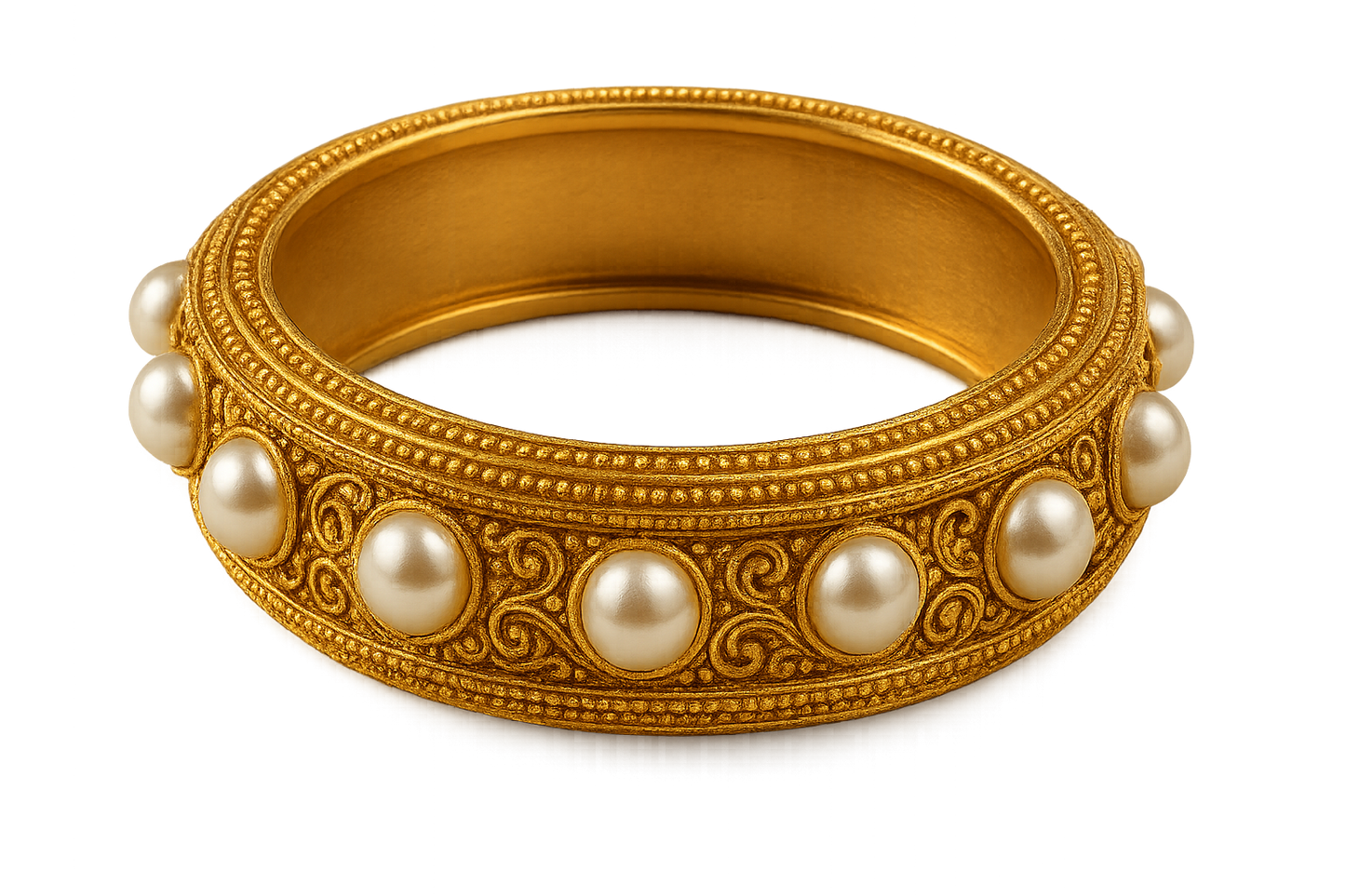 Men’s Gold Kada 88 with pearl give the image in png format image no background