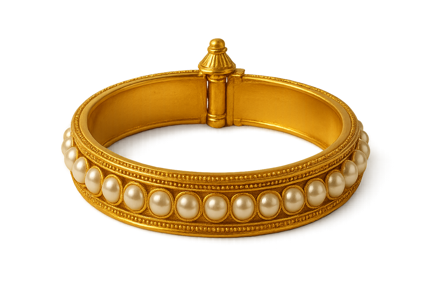 Men’s Gold Kada 88 with pearl give the image in png format no background