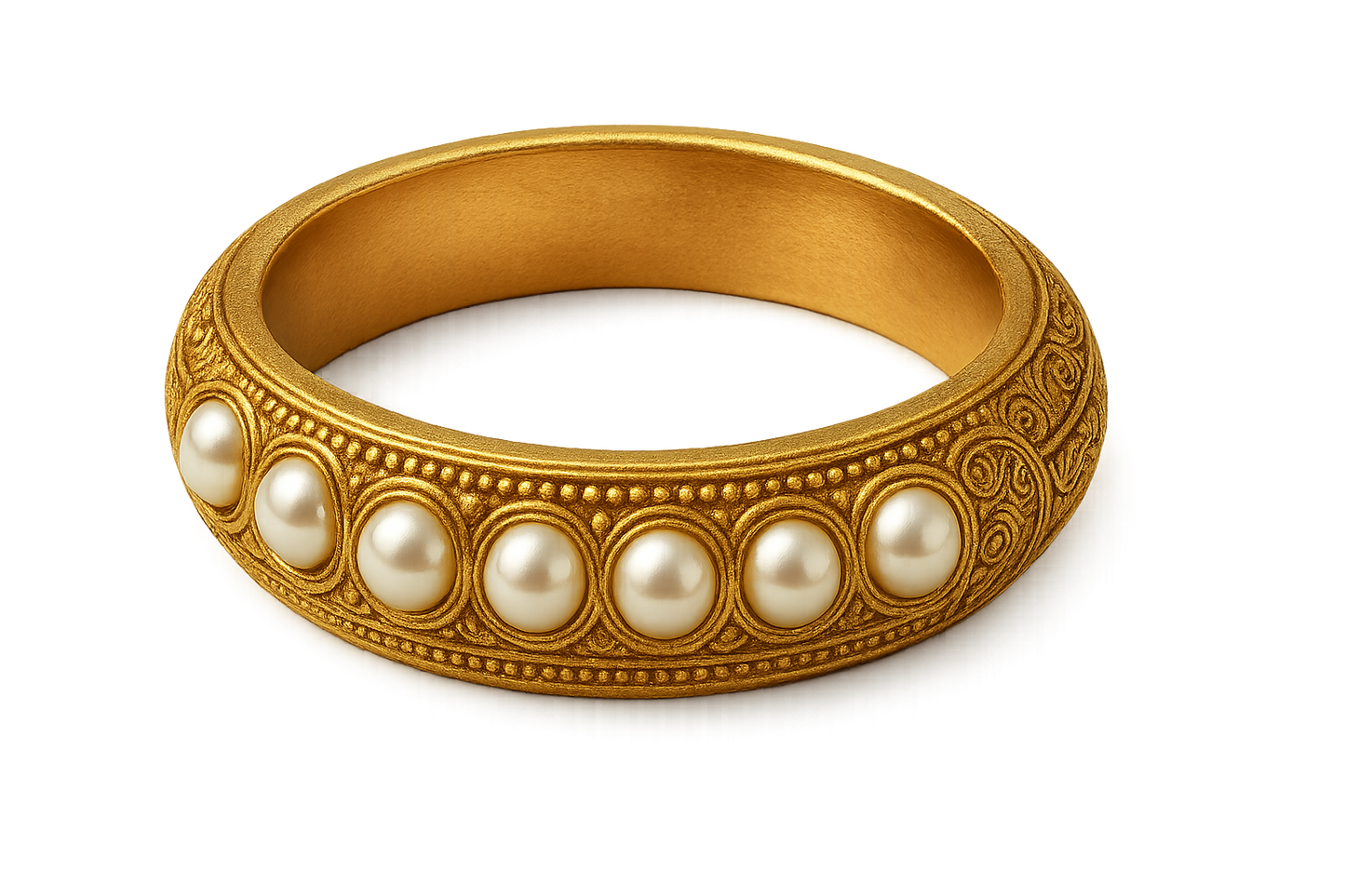 Men’s Gold Kada 88 with pearl give the image in png format no background