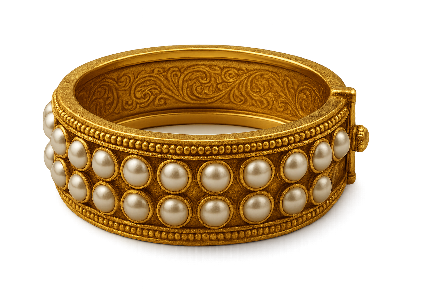 Men’s Gold Kada 88 with pearl give the image in png format no background