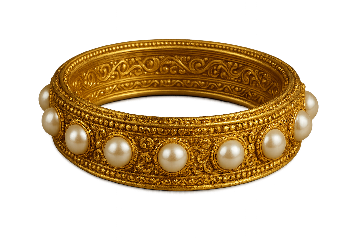 Men’s Gold Kada 88 with pearl give the image in png format no backgroung