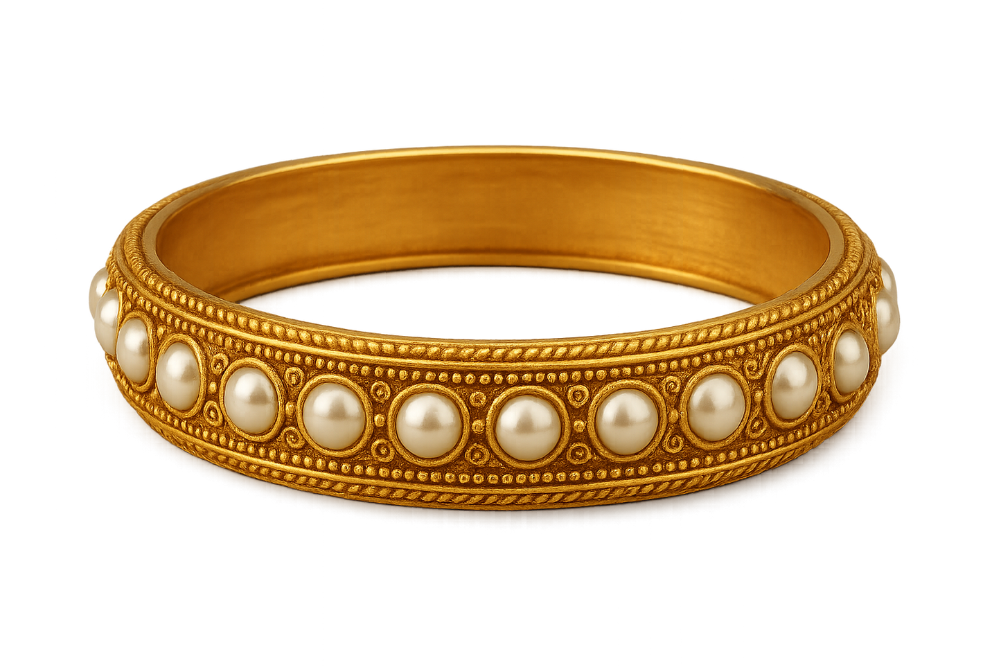 Men’s Gold Kada 88 with pearl give the imagein png format no background