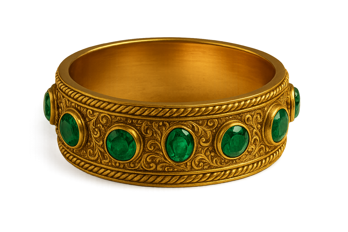  Men’s Gold Kada 93 with emerald give the image in png format no background