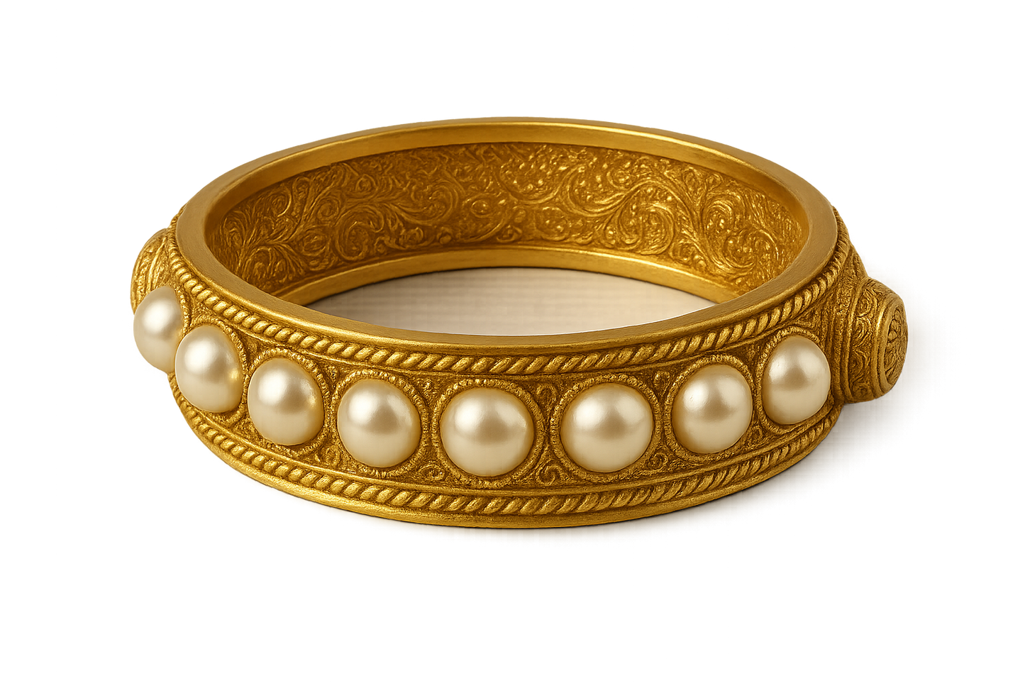  Men’s Gold Kada 93 with pearl give the image in png format no background