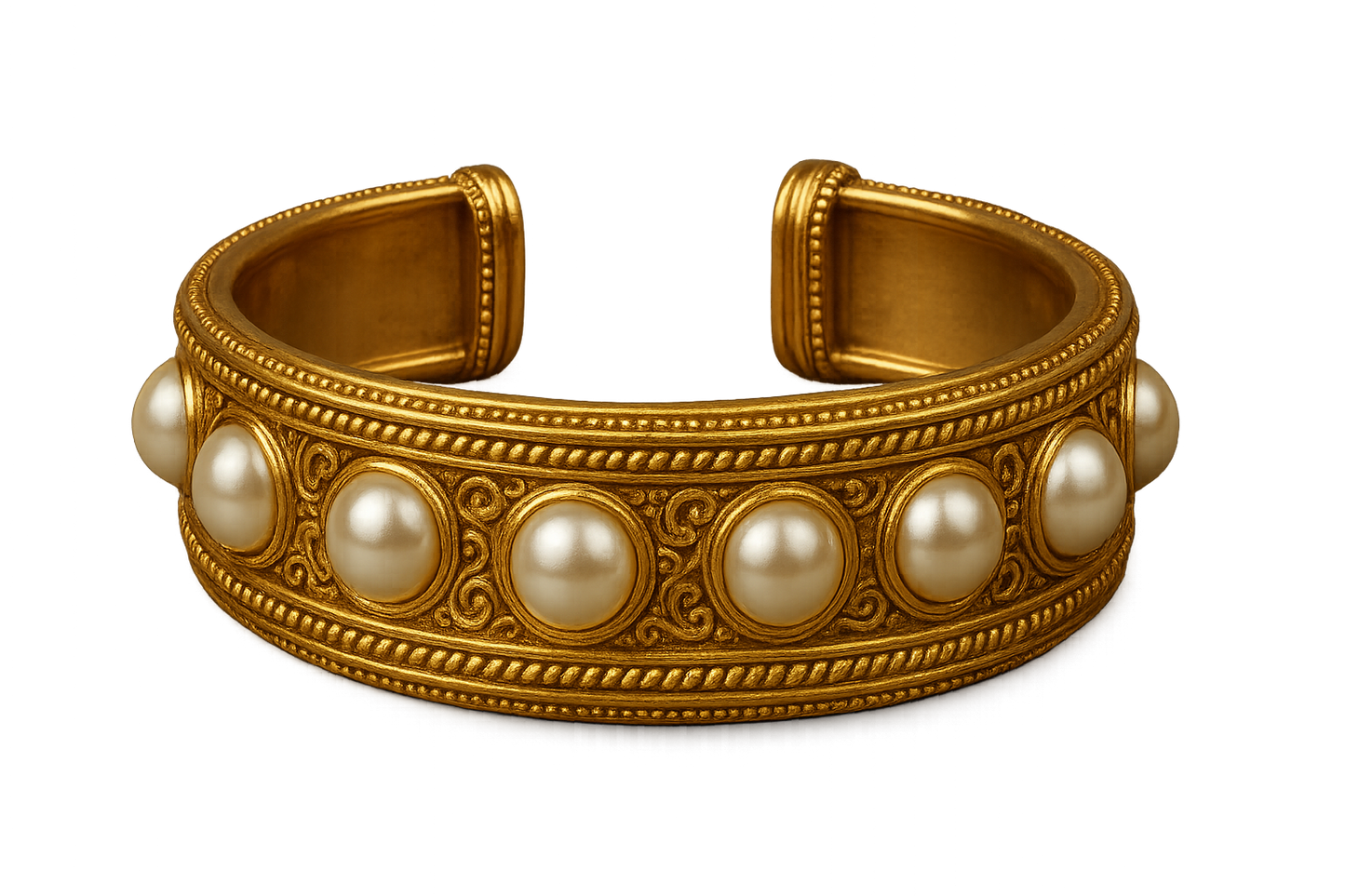 Men’s Gold Kada 93 with pearl give the image in png format no background