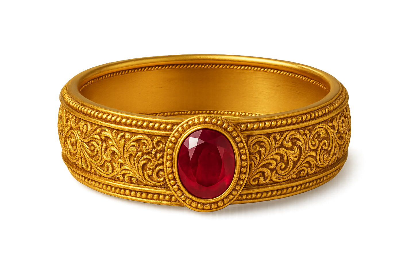  Men’s Gold Kada 93 with ruby give the image in png format no background