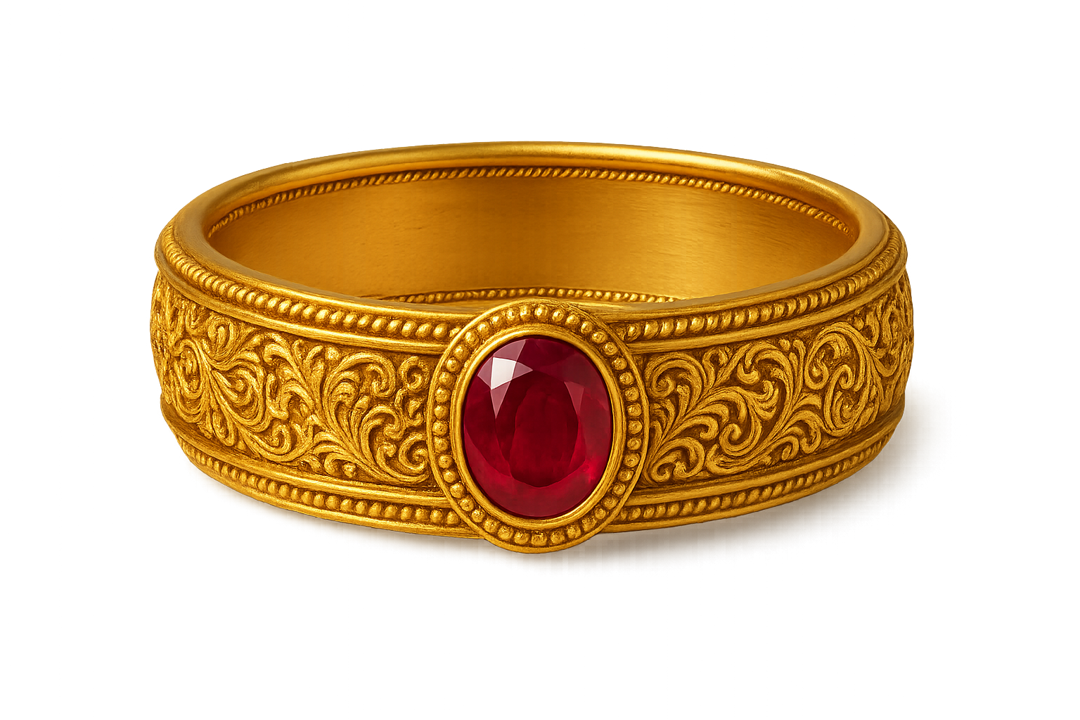  Men’s Gold Kada 93 with ruby give the image in png format no background