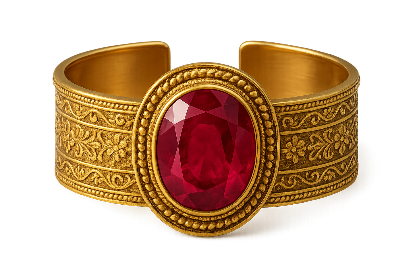  Men’s Gold Kada 93 with ruby give the image in png format no background