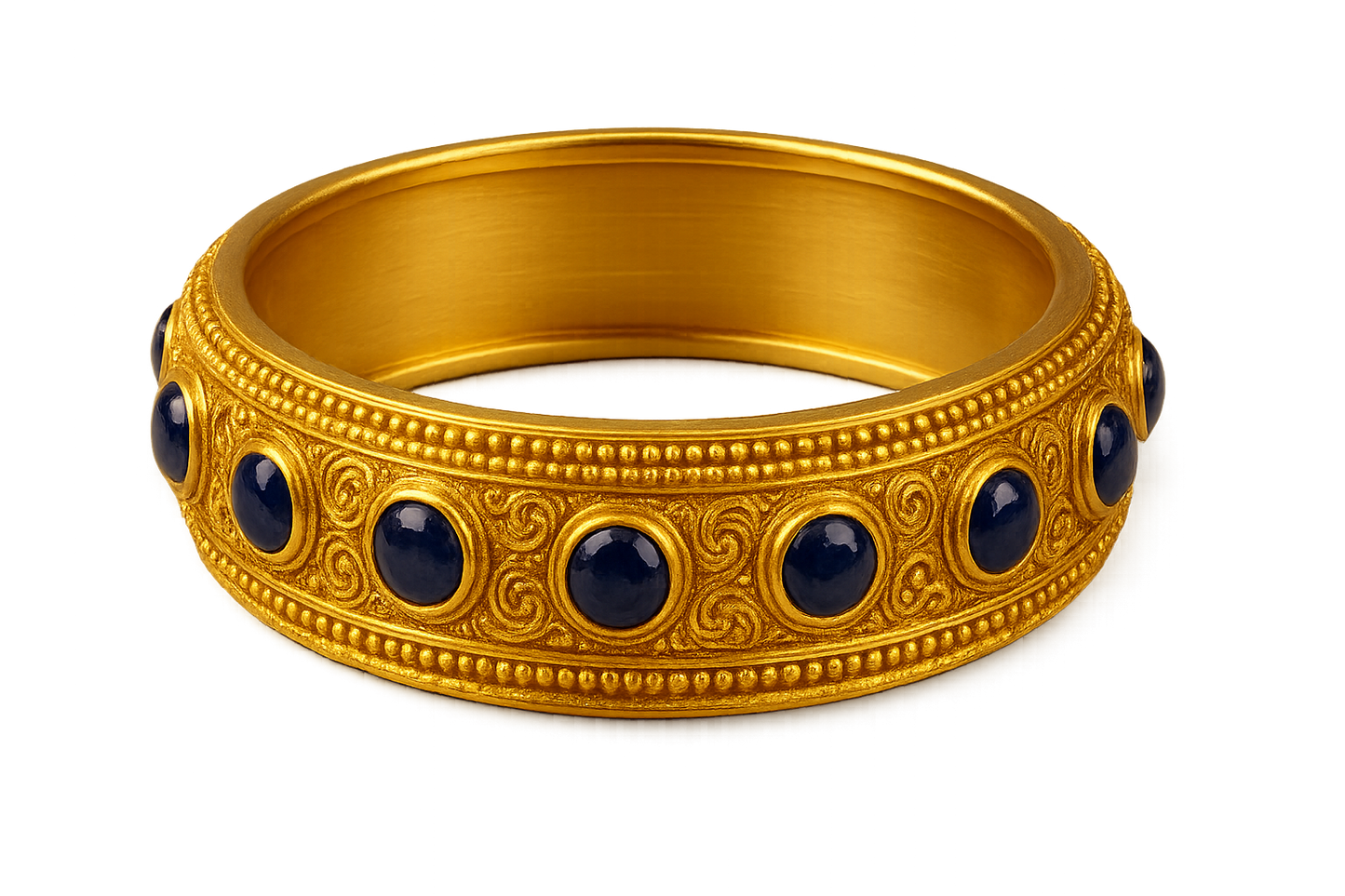 Men’s Gold Kada 93 with sapphire give the image in png format no background