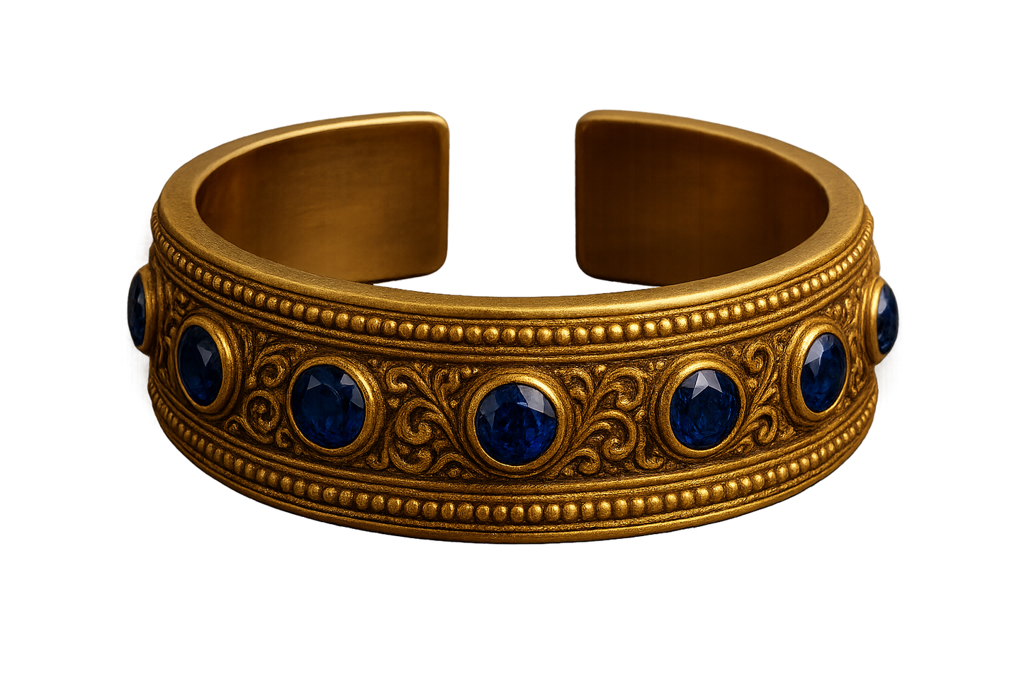 Men’s Gold Kada 93 with sapphire give the image in png format no background