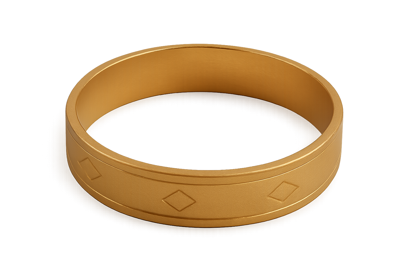 Solid gold kada with simple matte finish design, perfect for gifting and daily wear. Give the image in PNG format and no background