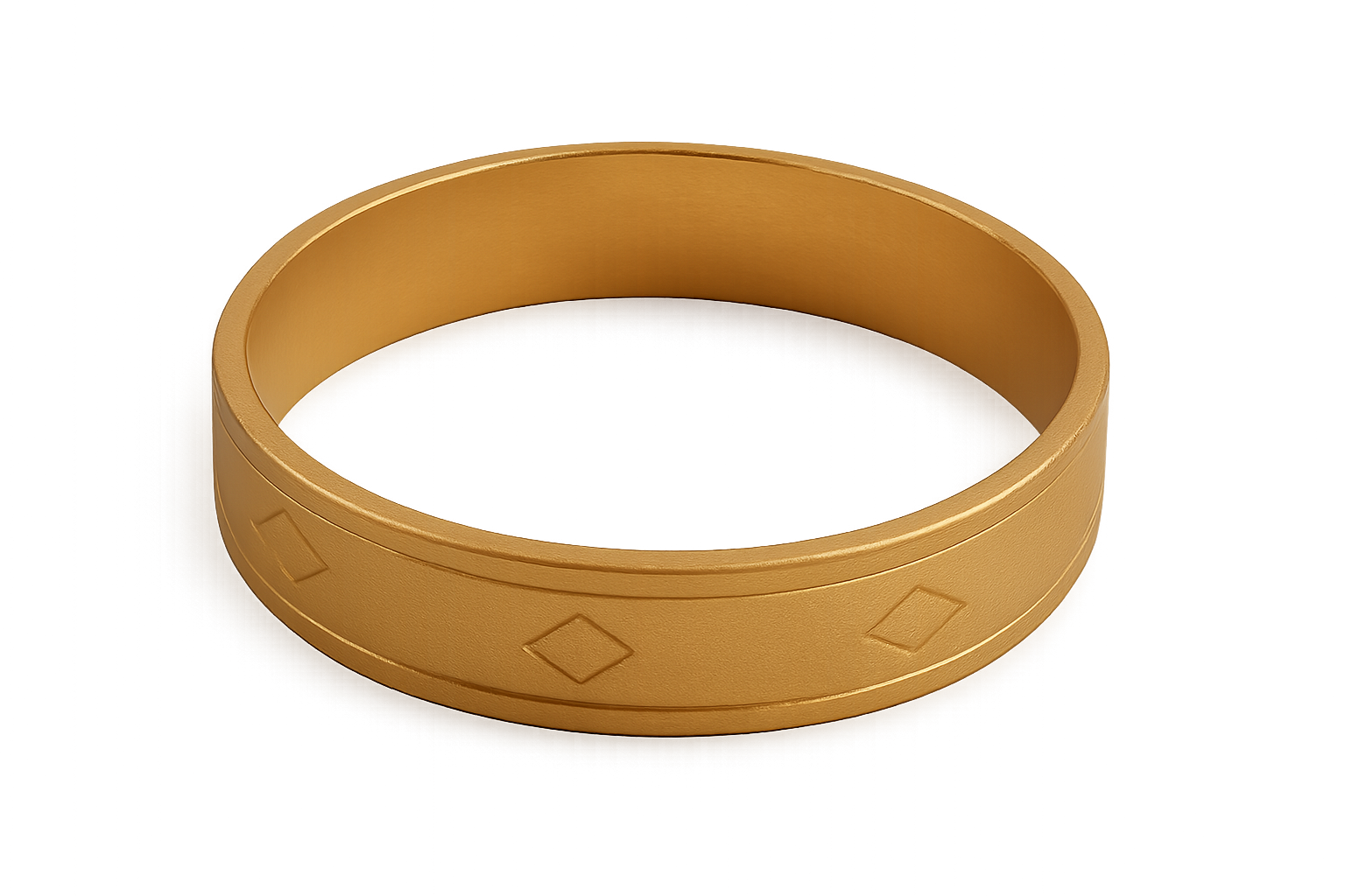 Solid gold kada with simple matte finish design, perfect for gifting and daily wear. Give the image in PNG format and no background