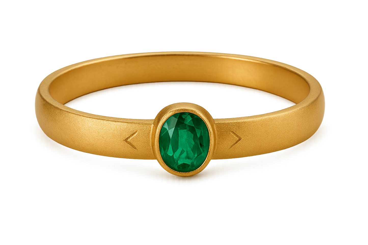 Solid gold kada with simple matte finish design, perfect for gifting and daily wear. with emerald give the image in png format no background