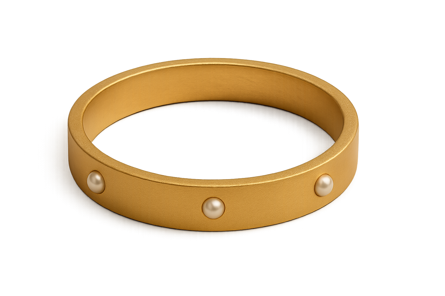 Solid gold kada with simple matte finish design, perfect for gifting and daily wear. with pearl give the image in png format no background 
