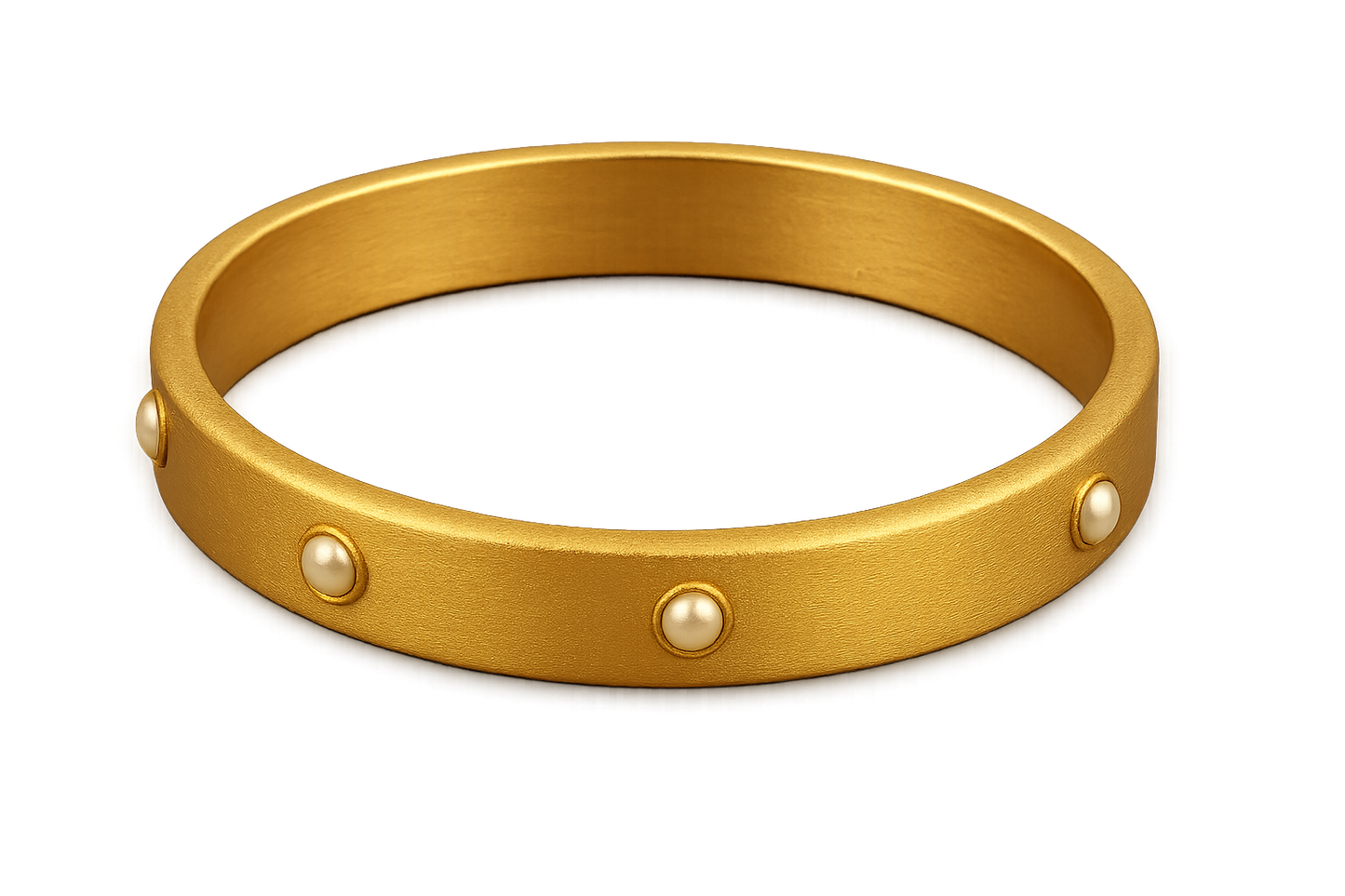 Solid gold kada with simple matte finish design, perfect for gifting and daily wear.with pearl give the image in png format no background 
