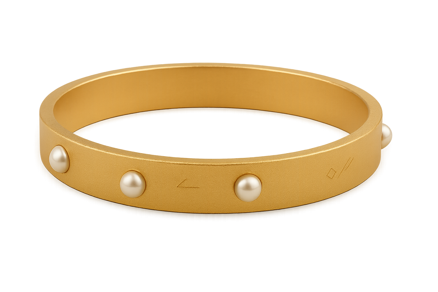 Solid gold kada with simple matte finish design, perfect for gifting and daily wear. with pearl give the image in png  format no background