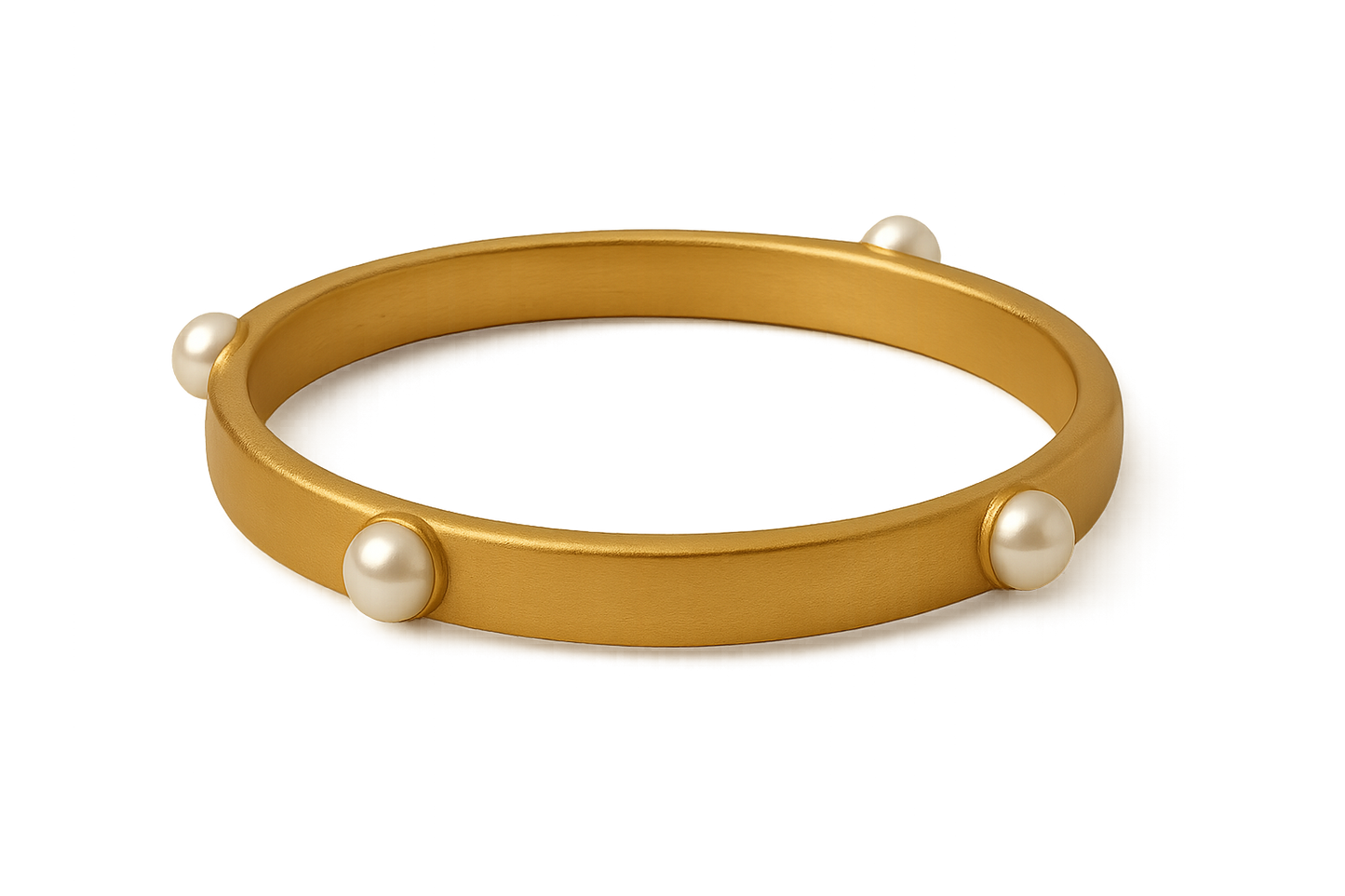 Solid gold kada with simple matte finish design, perfect for gifting and daily wear. with pearl give the image in png format no background 