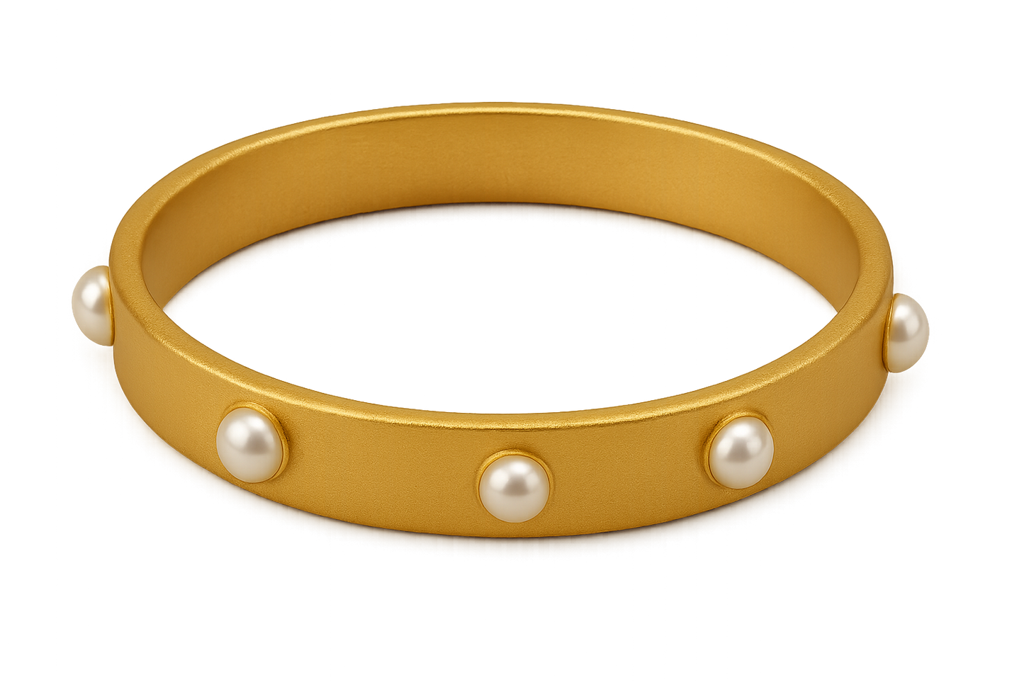 Solid gold kada with simple matte finish design, perfect for gifting and daily wear. with pearl give the image in png format no background 