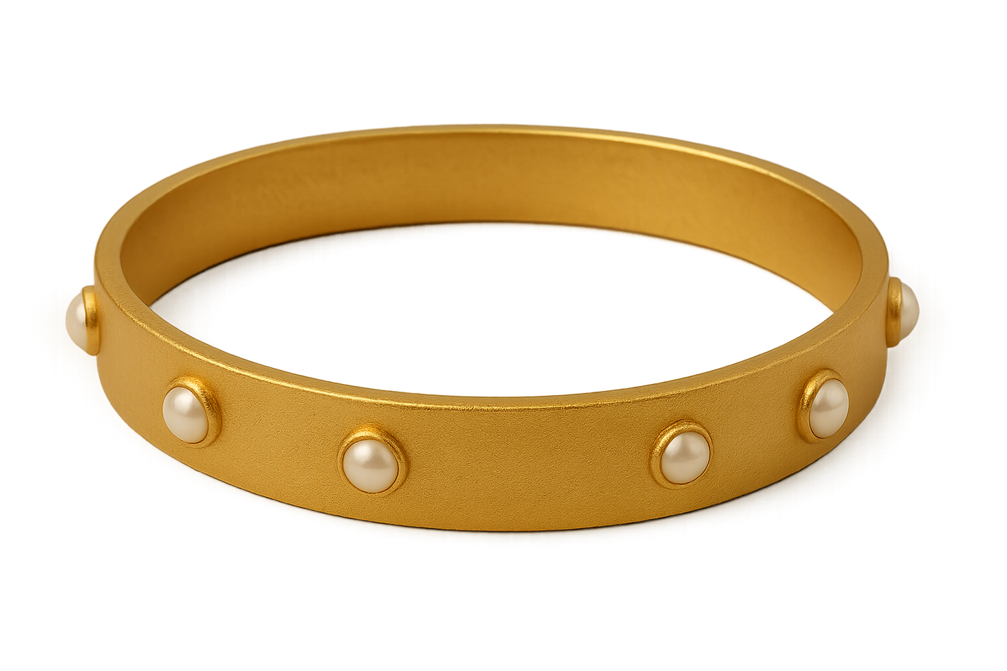 Solid gold kada with simple matte finish design, perfect for gifting and daily wear. with pearl give the image in png format no background  
