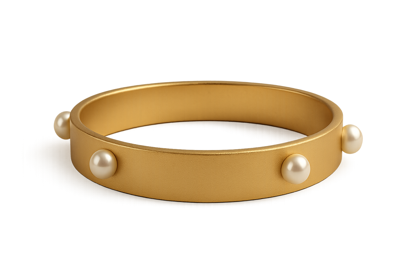 Solid gold kada with simple matte finish design, perfect for gifting and daily wear. with pearl give the image in png format no background  