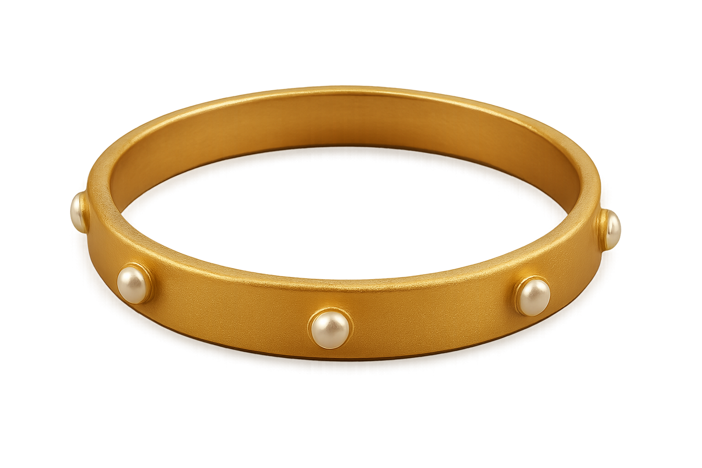 Solid gold kada with simple matte finish design, perfect for gifting and daily wear. with pearl give the image in png format no background 