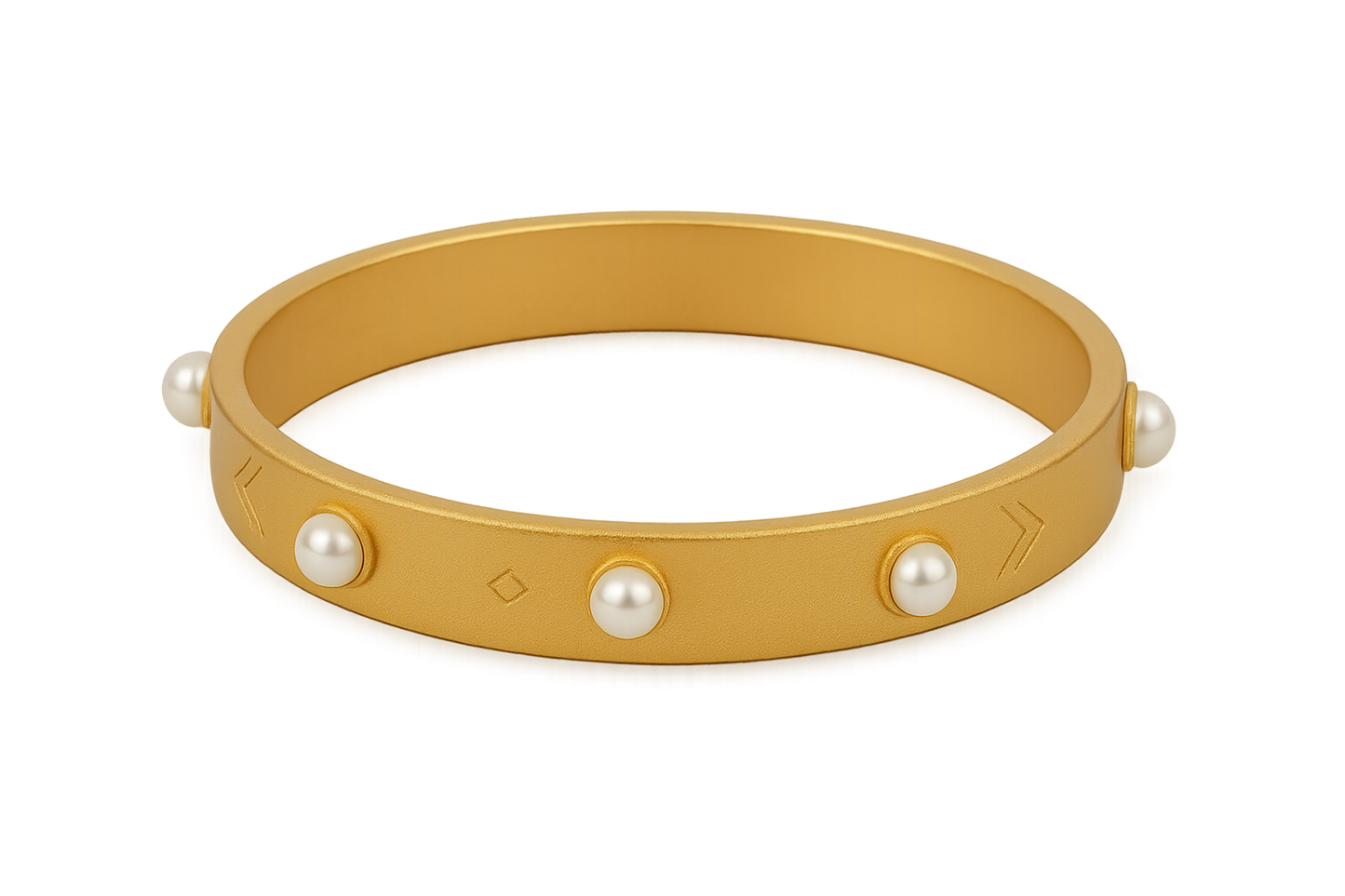 Solid gold kada with simple matte finish design, perfect for gifting and daily wear. with pearl give the image in png format no background