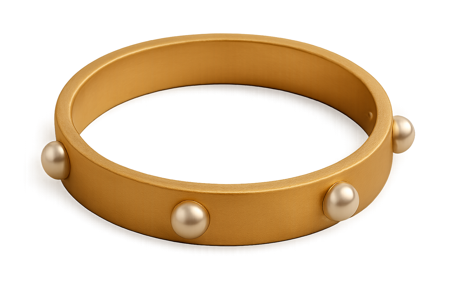 Solid gold kada with simple matte finish design, perfect for gifting and daily wear. with pearl give the image in png format no background 