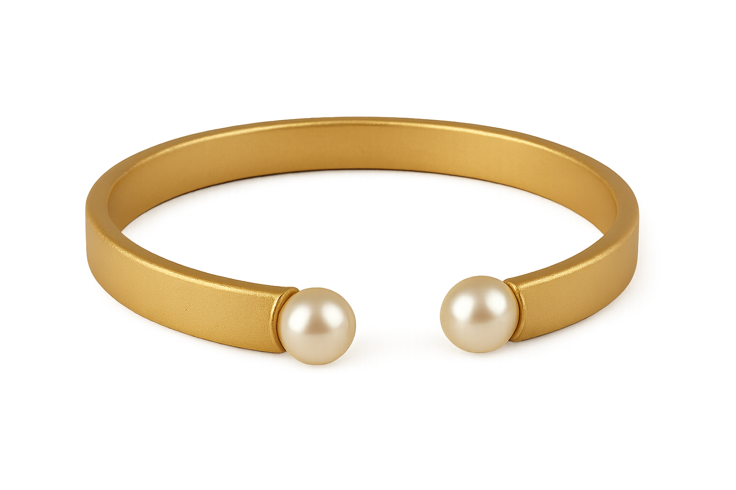 Solid gold kada with simple matte finish design, perfect for gifting and daily wear. with pearl give the image in png format no background  