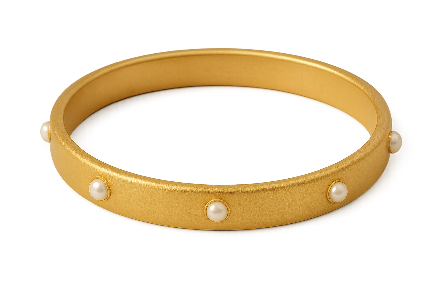 Solid gold kada with simple matte finish design, perfect for gifting and daily wear. with pearl give the image in png format no background 