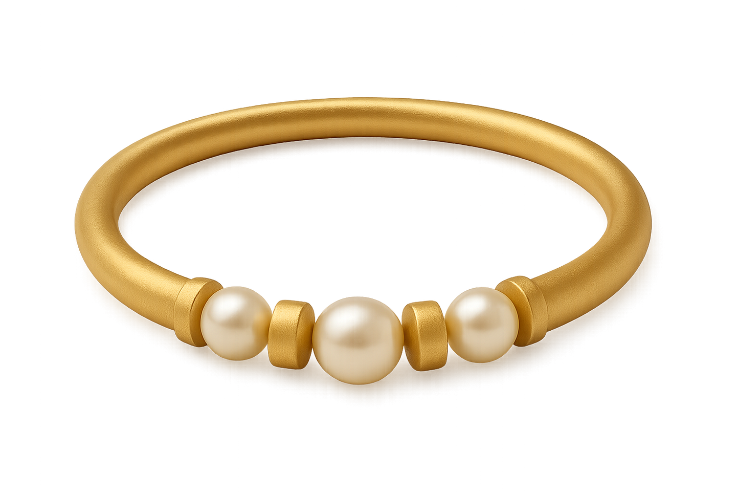 Solid gold kada with simple matte finish design, perfect for gifting and daily wear. with pearl give the image in png format no background 