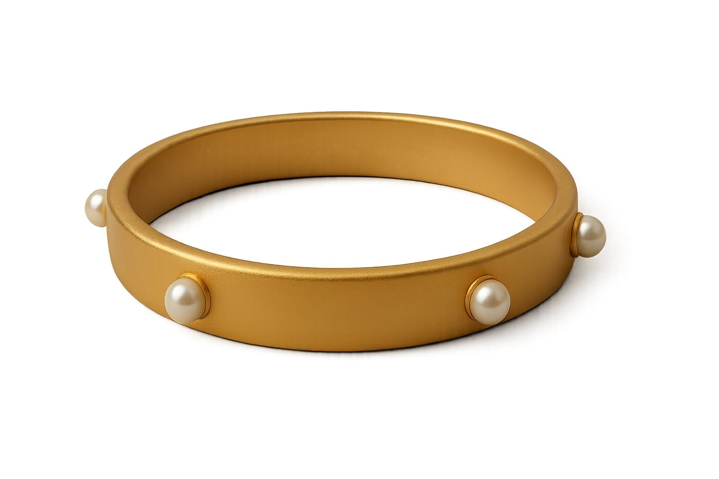 Solid gold kada with simple matte finish design, perfect for gifting and daily wear. with pearl give the image in png format no background