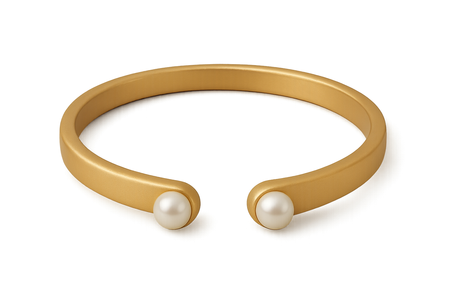 Solid gold kada with simple matte finish design, perfect for gifting and daily wear. with pearl give the image in png format no background 