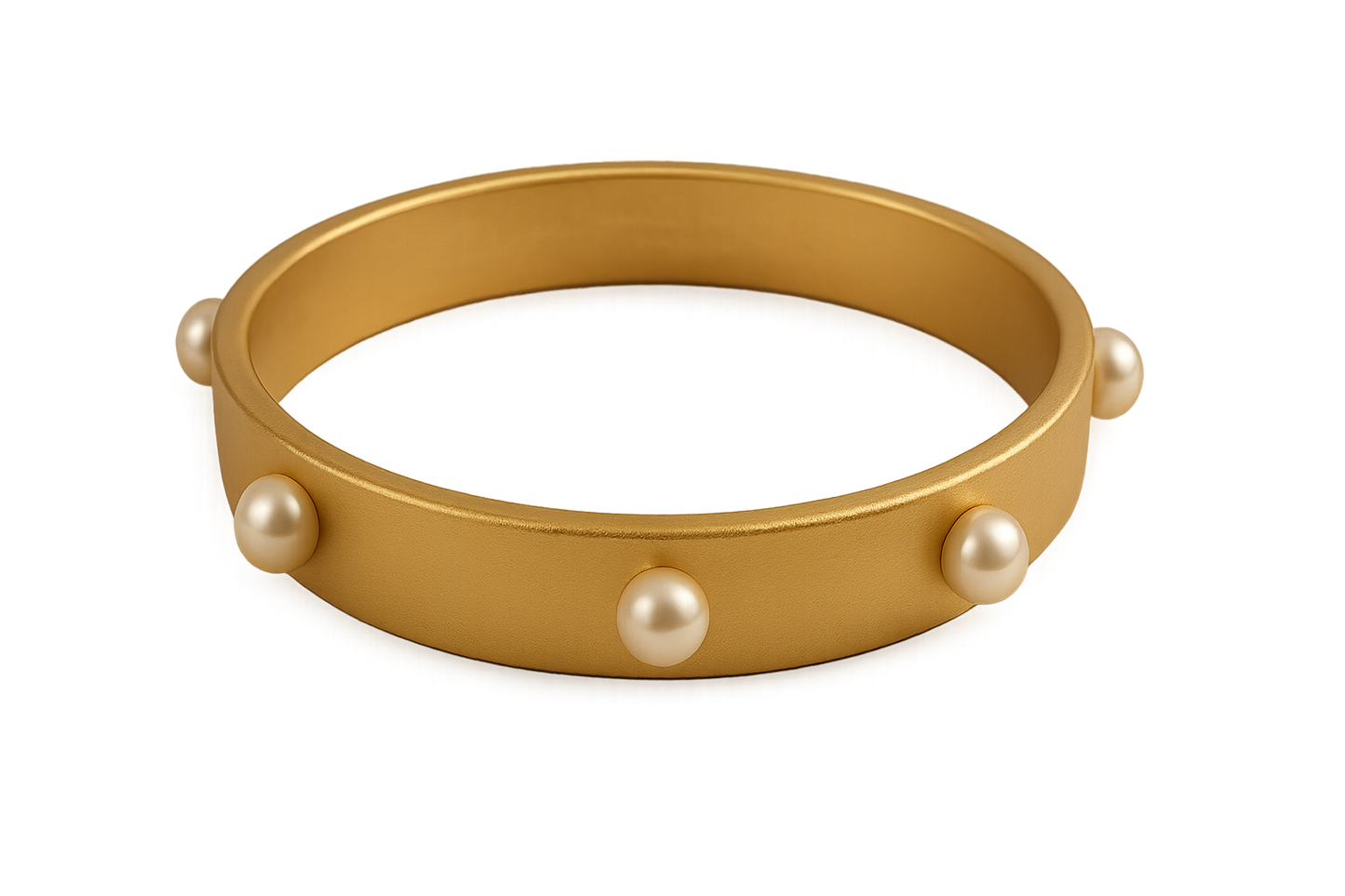 Solid gold kada with simple matte finish design, perfect for gifting and daily wear. with pearl give the image in png format no background  