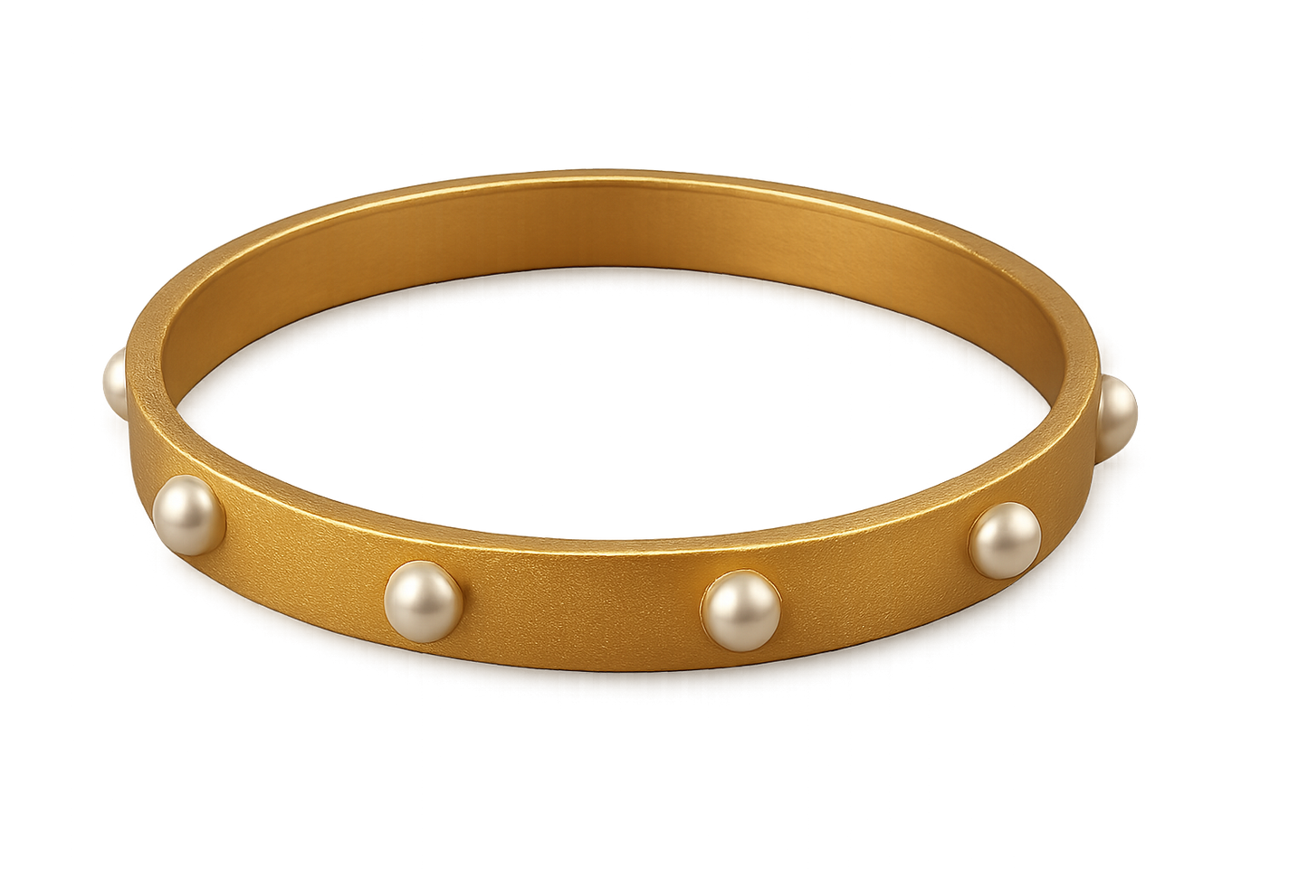 Solid gold kada with simple matte finish design, perfect for gifting and daily wear. with pearl give the image in png format no background 