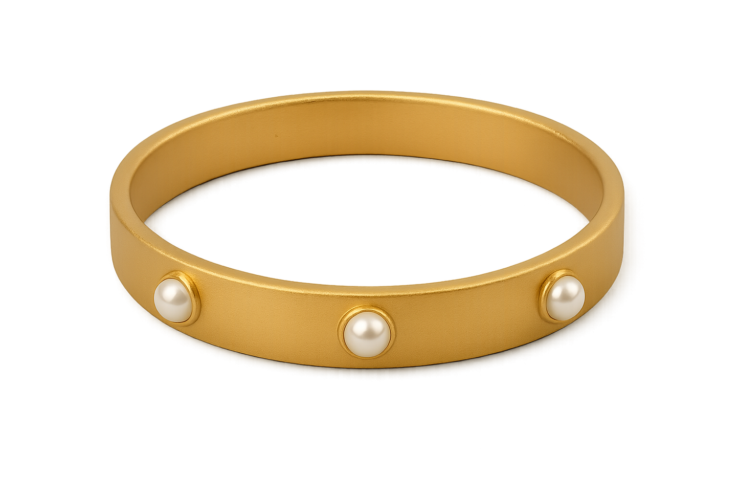 Solid gold kada with simple matte finish design, perfect for gifting and daily wear. with pearl give the image in png format no background 