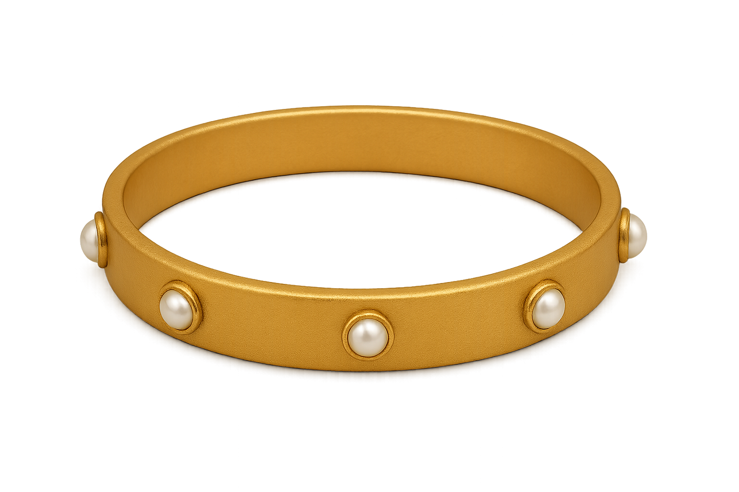 Solid gold kada with simple matte finish design, perfect for gifting and daily wear. with pearl give the image in png format no background  