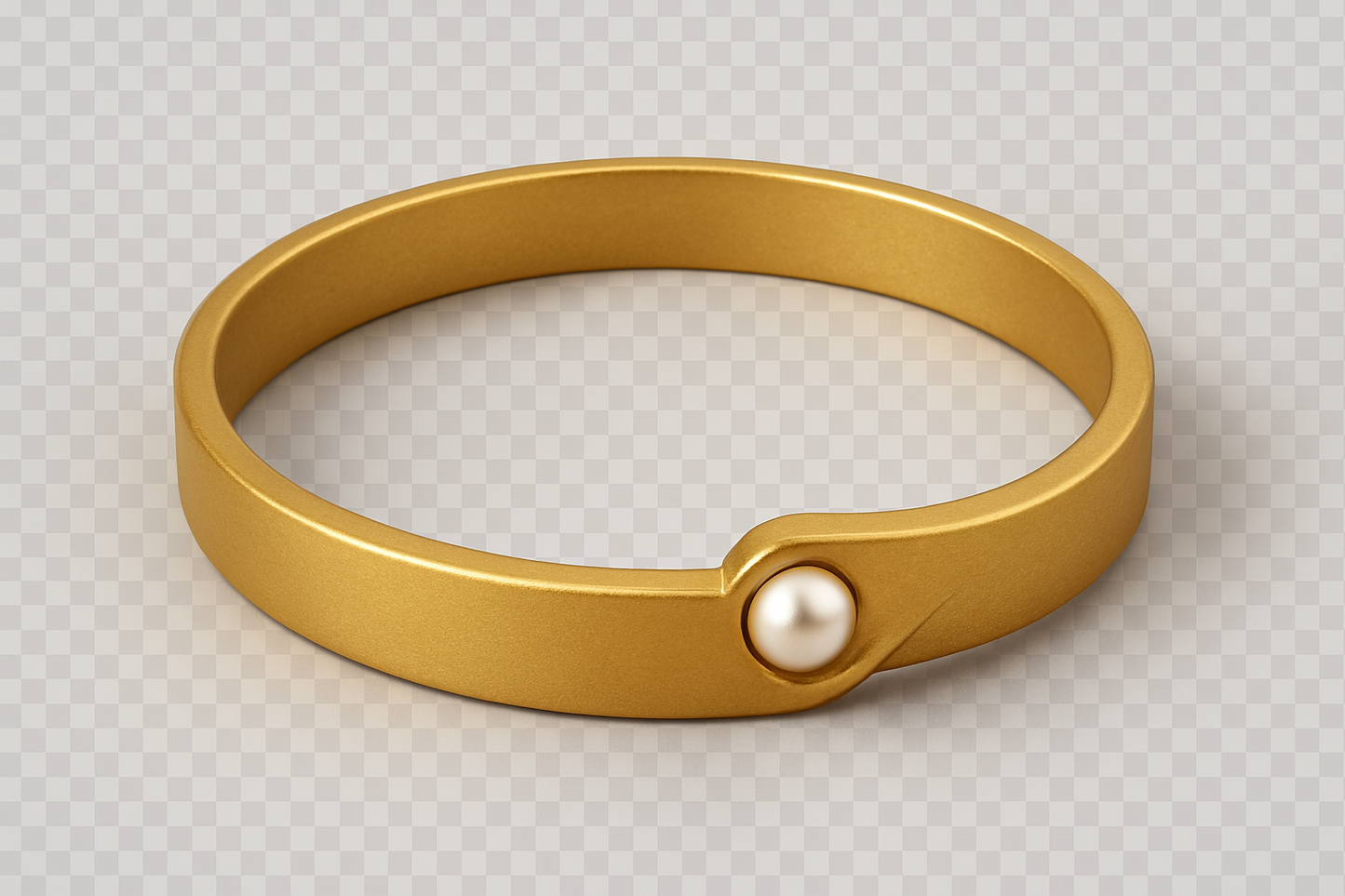 Solid gold kada with simple matte finish design, perfect for gifting and daily wear. with pearl give the image in png format no background 