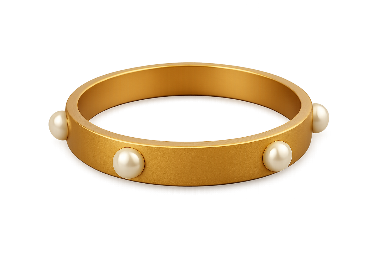 Solid gold kada with simple matte finish design, perfect for gifting and daily wear. with pearl give the image in png format no background