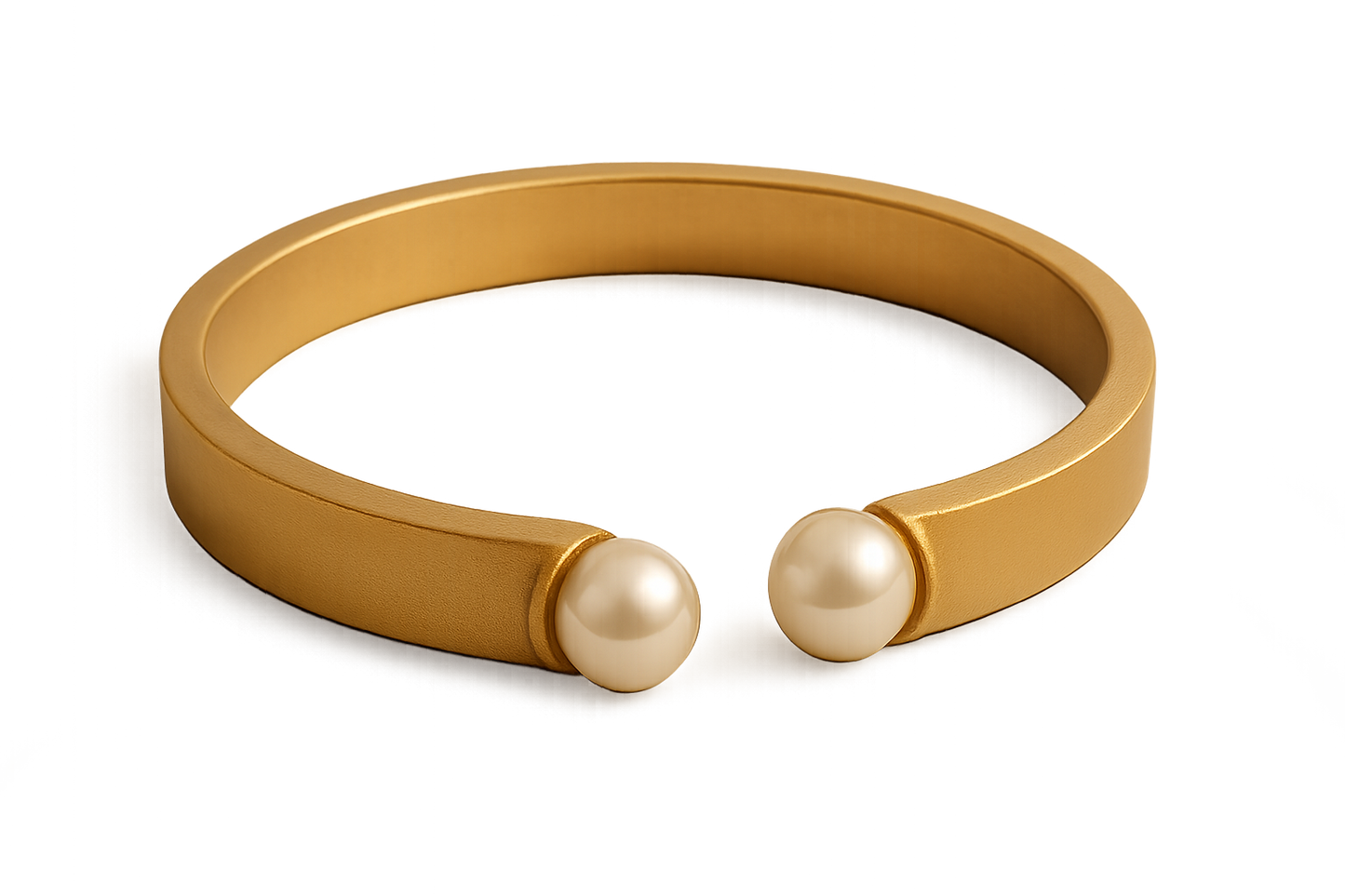 Solid gold kada with simple matte finish design, perfect for gifting and daily wear. with pearl give the image in png format no background 