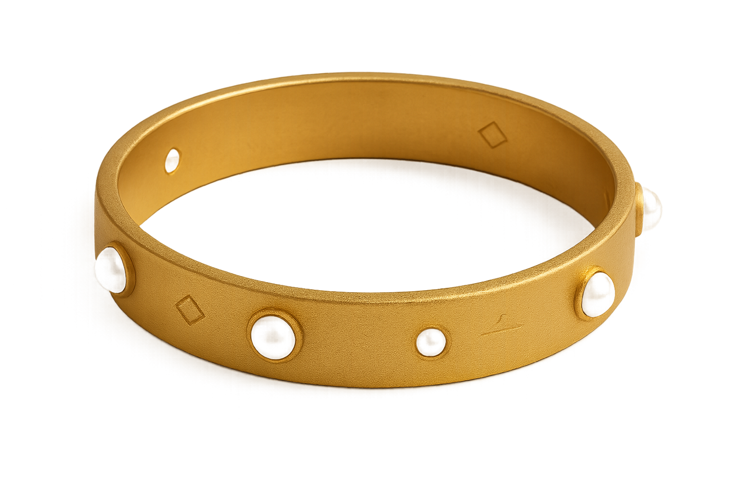 Solid gold kada with simple matte finish design, perfect for gifting and daily wear. with pearl give the image in png format no background