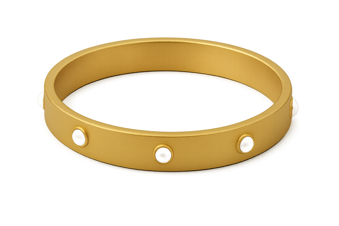 Solid gold kada with simple matte finish design, perfect for gifting and daily wear. with pearl give the image png format no background 